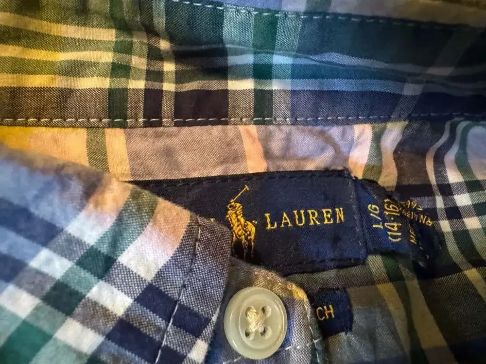 Ralph Lauren Boys Long Sleeve Plaid Button Down Shirt Size Large (14-16)